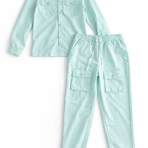 Mint Green Matching Shirt & Jogger Cargo Set